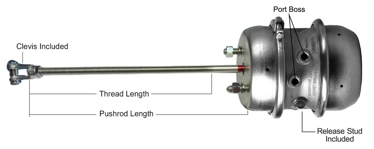 FS-5606-18 30/30 STD Spring Brake - 18'' rod (With Yoke) | FleetSpec